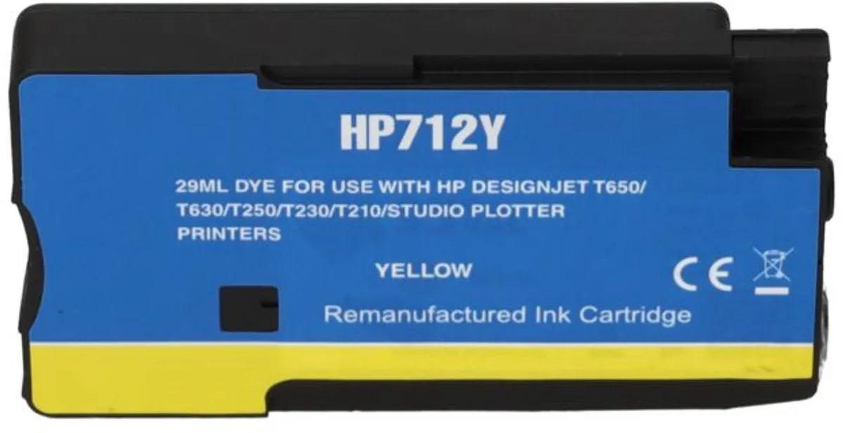 PrintAbout Inktcartridge 712 3ED69A Geel - 29ml - o.a. HP