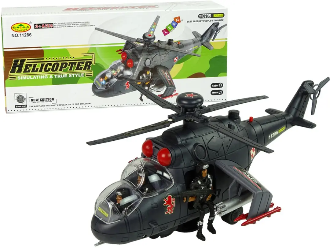Helikopter gigantische vleugels Lichten Geluid draait