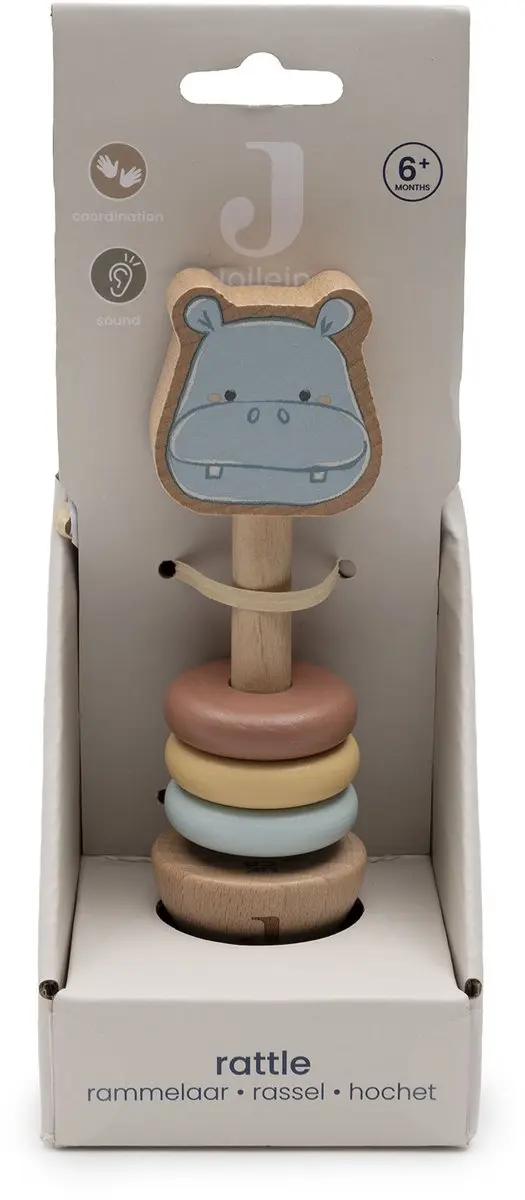 Jollein Houten Rammelaar Hippo Happy - Multicolor - afbeelding 2 van 6