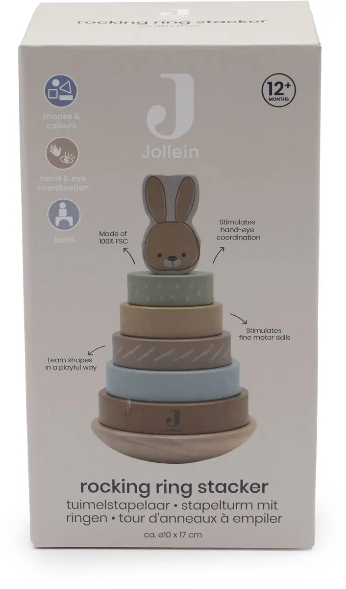 Jollein Houten Tuimelstapelaar Bunny Luz - Multicolor - afbeelding 4 van 5