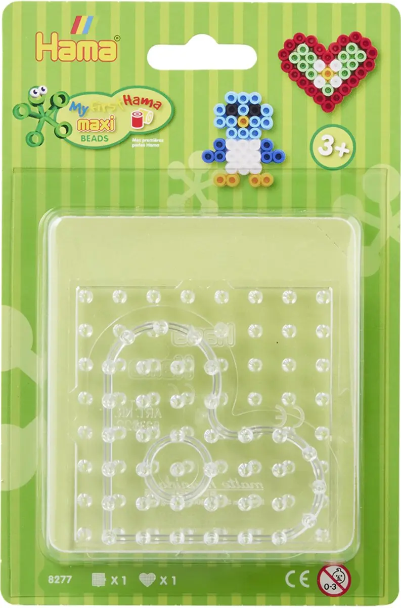 Hama Maxi Strijkkralenbord - Pegboard Hart & Vierkant - 2 Stuks - Meerkleurig