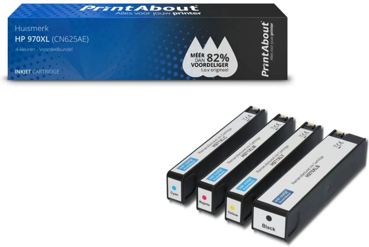 PrintAbout Huismerk HP 970XL Inktcartridge 4-kleuren