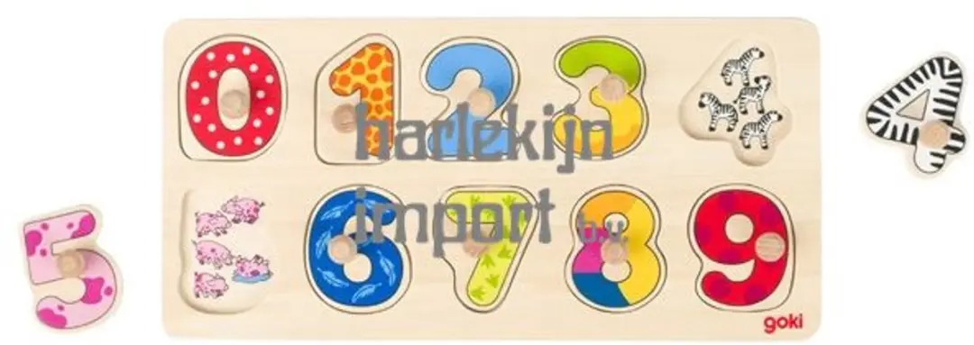 Goki Steekpuzzel Leren Tellen 10-delig - 30x15cm - Hout - Multi