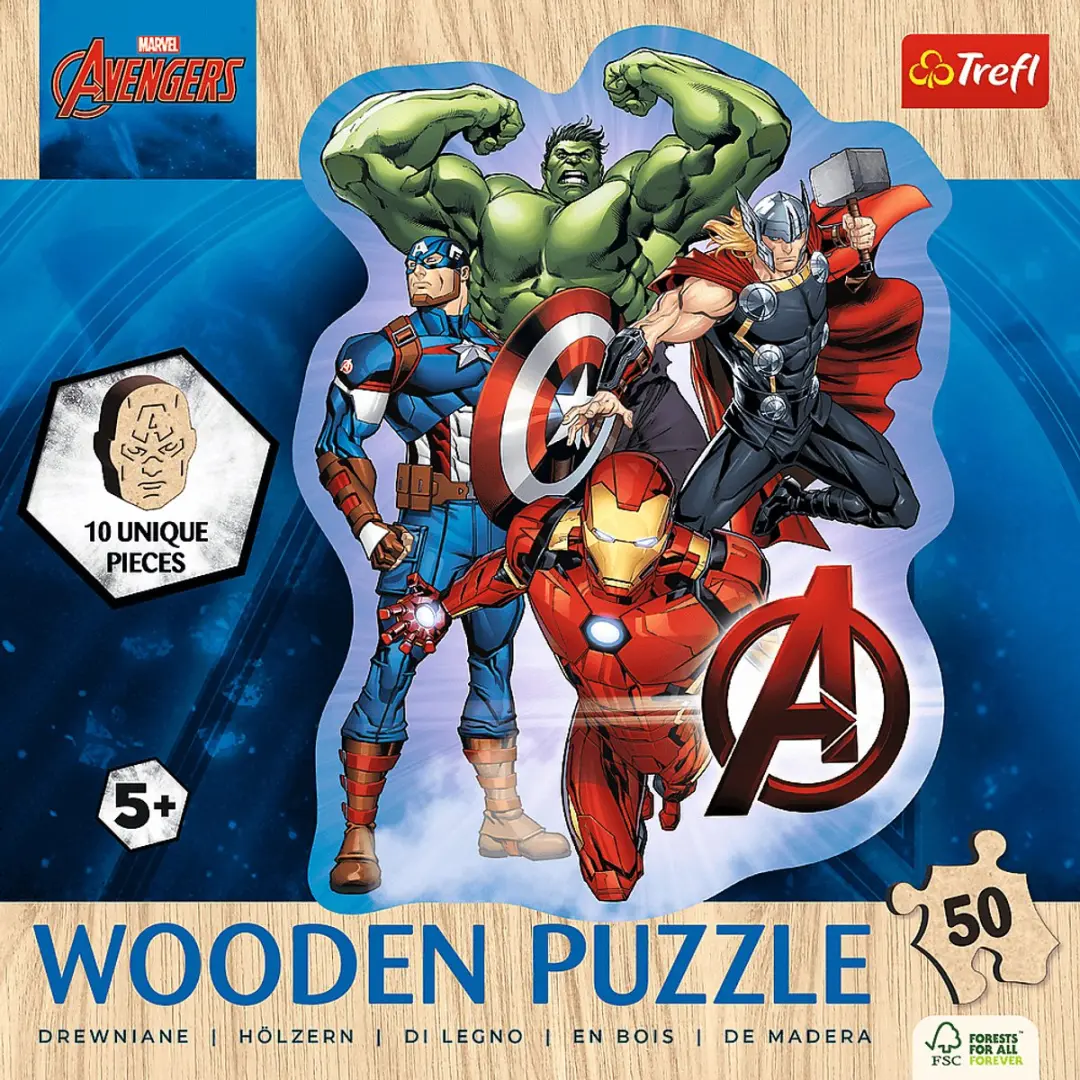 Trefl Marvel Avengers Houten Legpuzzel 50 Stuks - Multikleur