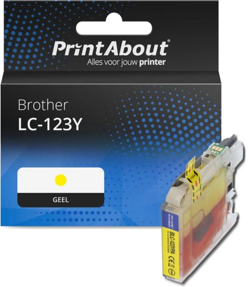 PrintAbout LC-123Y Inktcartridge Geel - 14ml - o.a. Brother