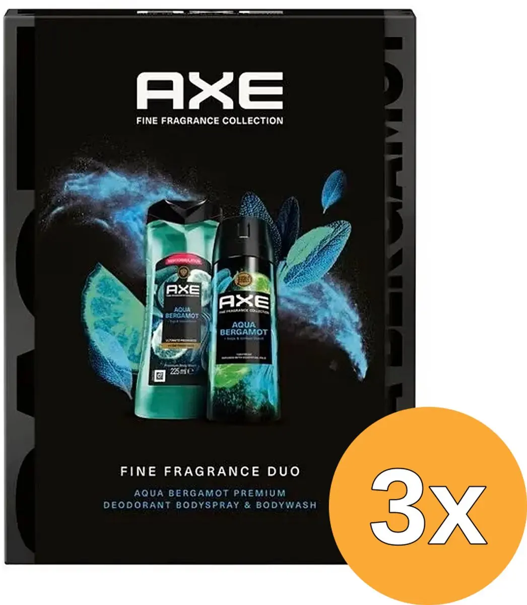 3x Axe Aqua Bergamot Douche + Deo (1 set)
