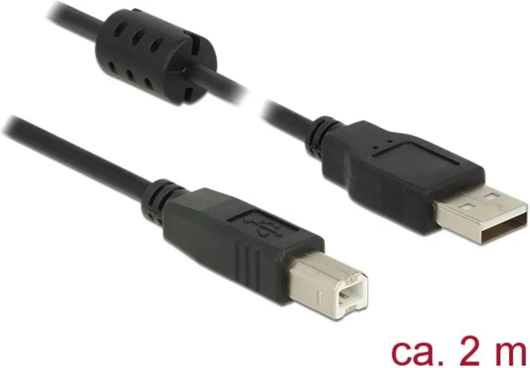 Delock 84897 USB 2.0 Kabel A-B 2m - Zwart - afbeelding 4 van 4