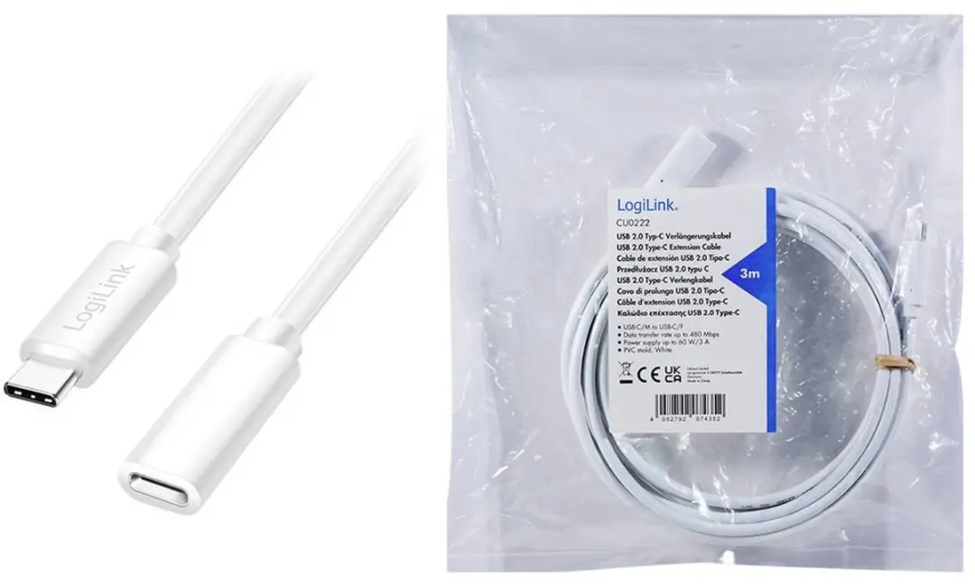 Logilink USB-C Kabel CU0222 USB 2.0 - 3m - Wit