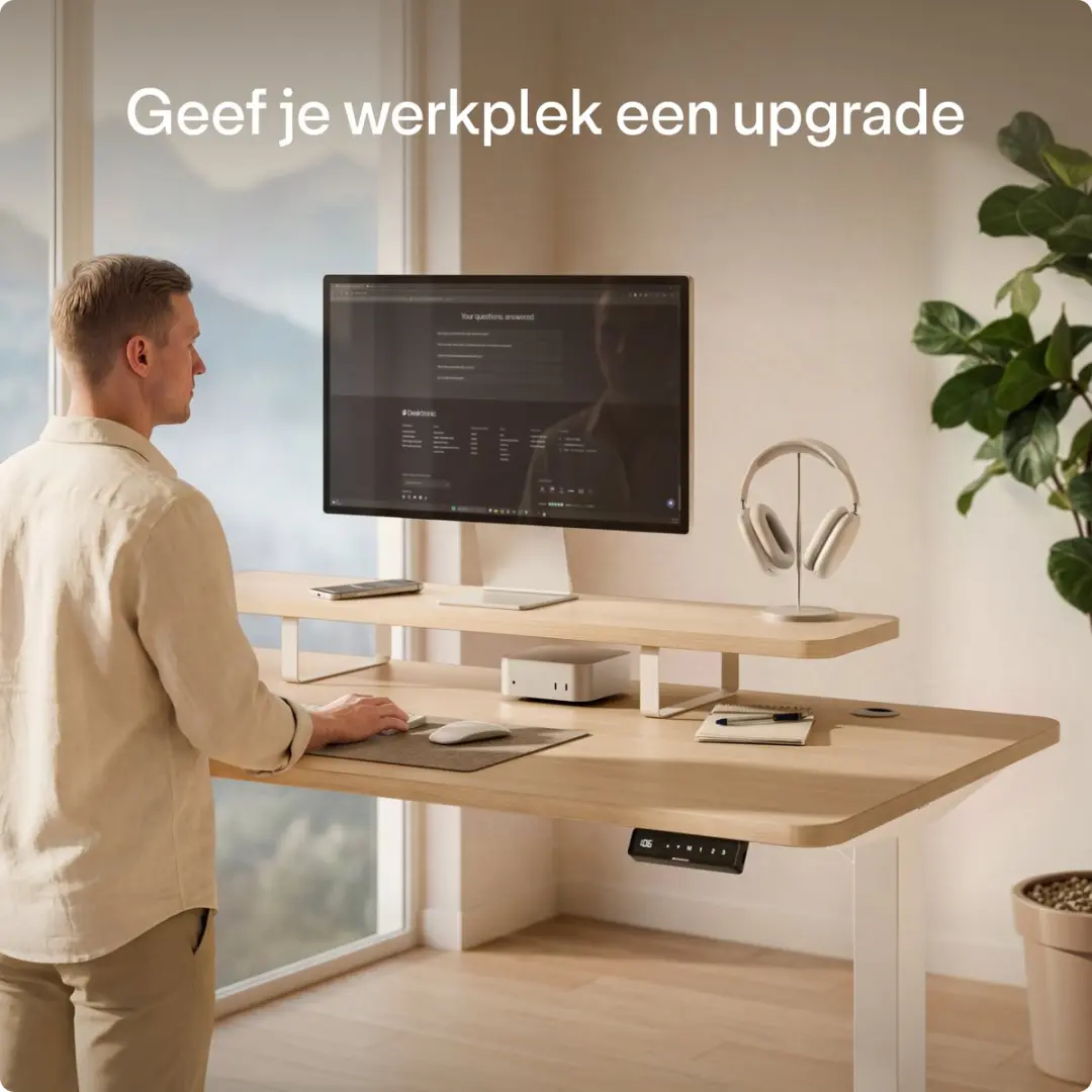 Desktronic Monitorstandaard 2 Schermen SKU_946 - Wit/Eiken