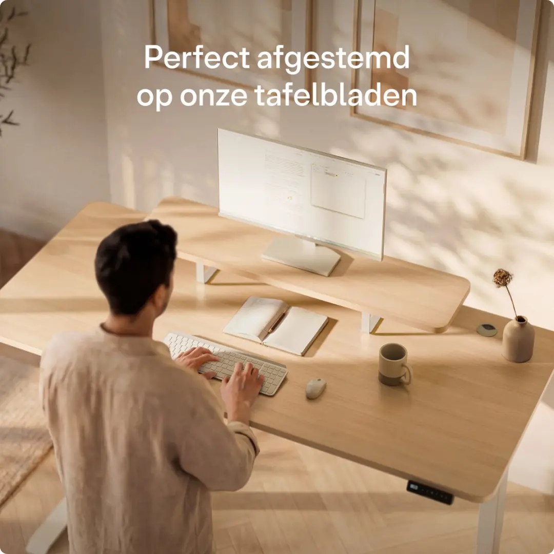 Desktronic Monitorstandaard 2 Schermen SKU_946 - Wit/Eiken