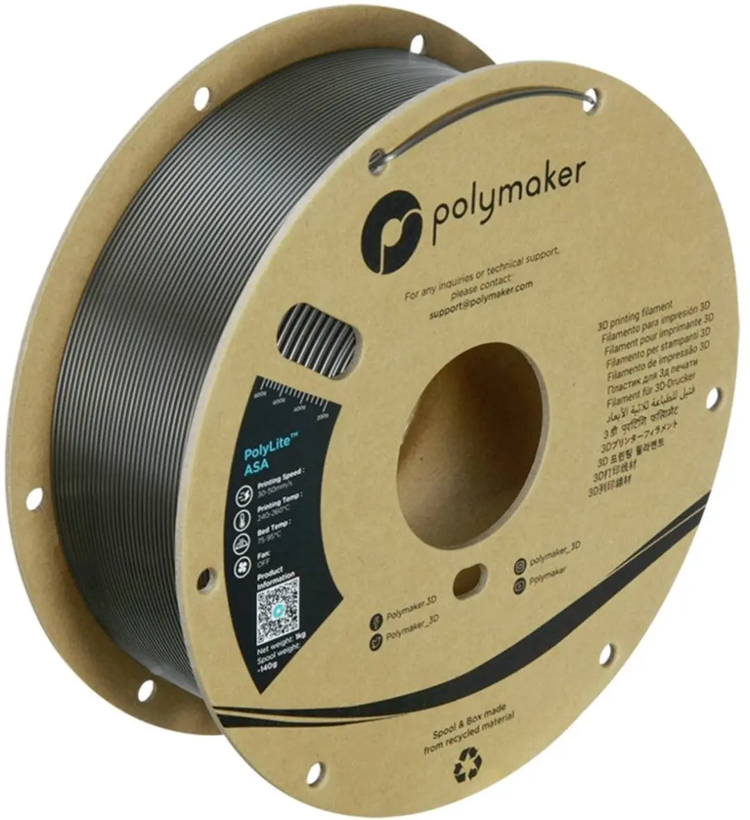 Polymaker ASA Filament 1.75mm 1000g - Donkergrijsgroen