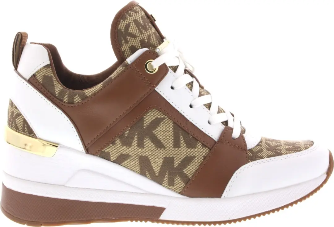 Dames Sneakers Michael Kors Georgie Trainer Wedge Beige Bruin