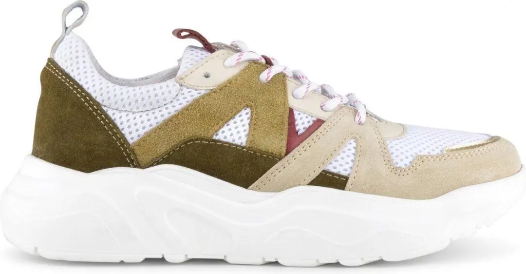 PS Poelman Year Dames Leren Chunky Runner Sneaker van Mesh en Suéde