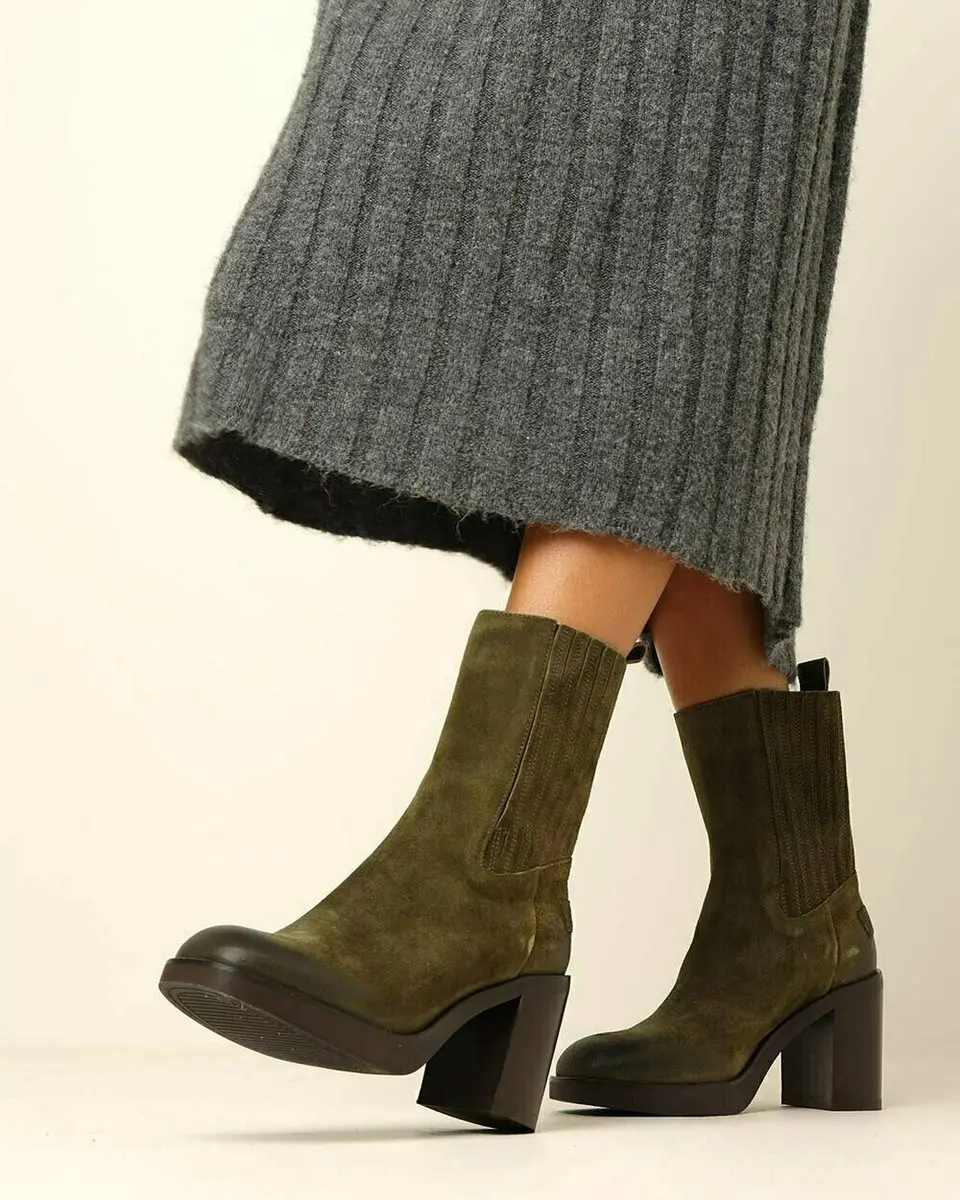 Shabbies Amsterdam Chelsea Boot Gewaxt Leer Olijf