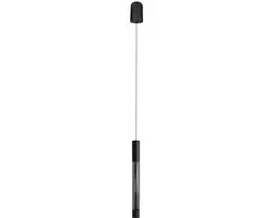 Hanglamp Alisio 4577ZW 1-lichts zwart met handgeblazen glas, dimbare LED en hoog