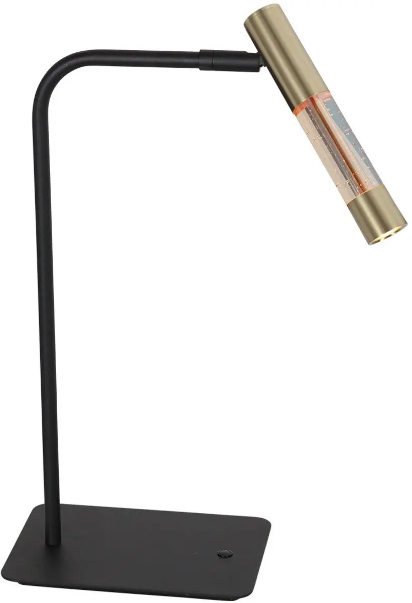 Tafellamp Alisio 4593ME 1-lichts luxe glas messing zwart 47 cm met push dimmer