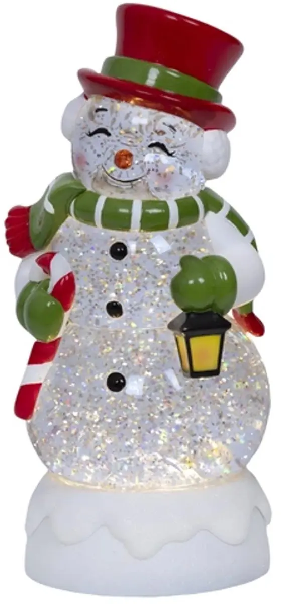 Lumineo LED Waterspinner Sneeuwman - Warm wit - 11,5x10,5x25cm