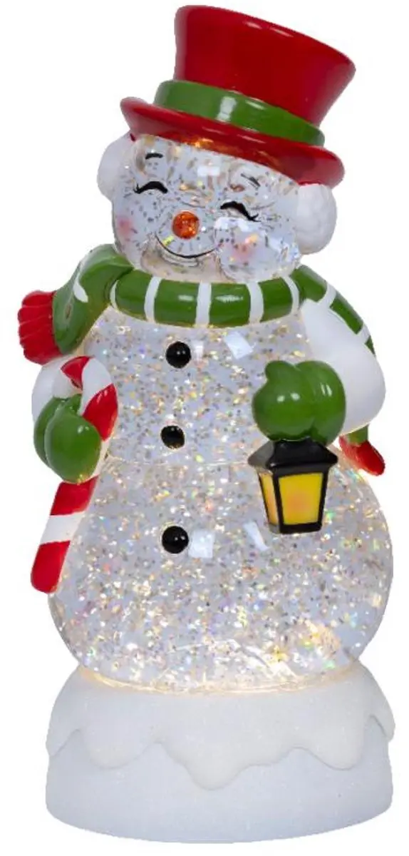 Lumineo LED Waterspinner Sneeuwman - Warm wit - 11,5x10,5x25cm