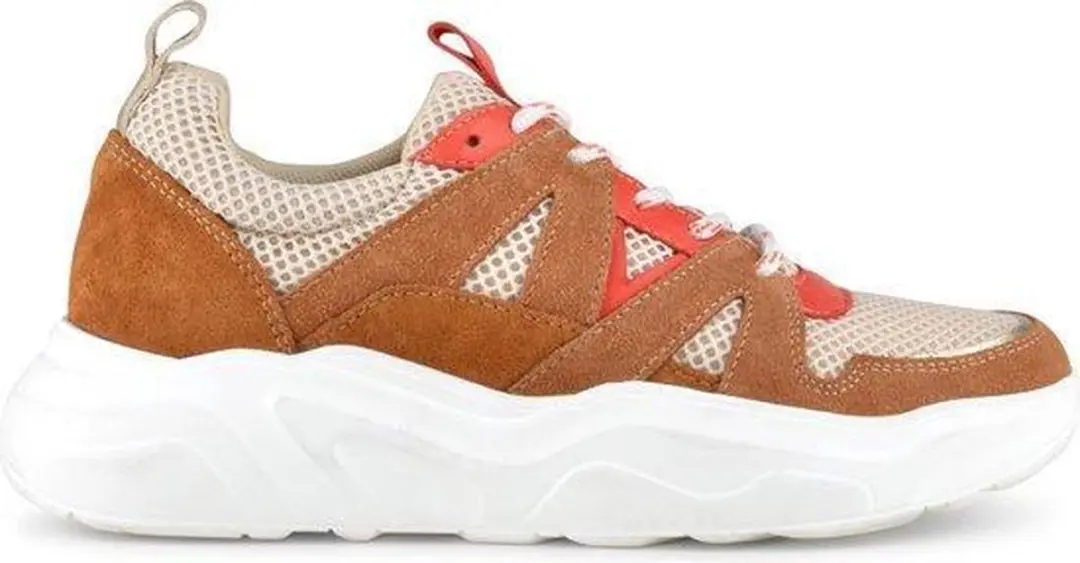 PS Poelman Year Dames Leren Chunky Runner Sneaker van Mesh en Suéde