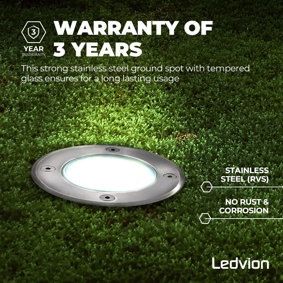 Ledvion 3X LED Grondspot 5W 6500K GU10 IP67 - 9 Stuks - afbeelding 6 van 6