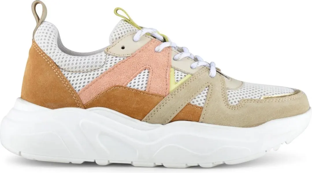 PS Poelman Year Dames Leren Chunky Runner Sneaker van Mesh en Suéde