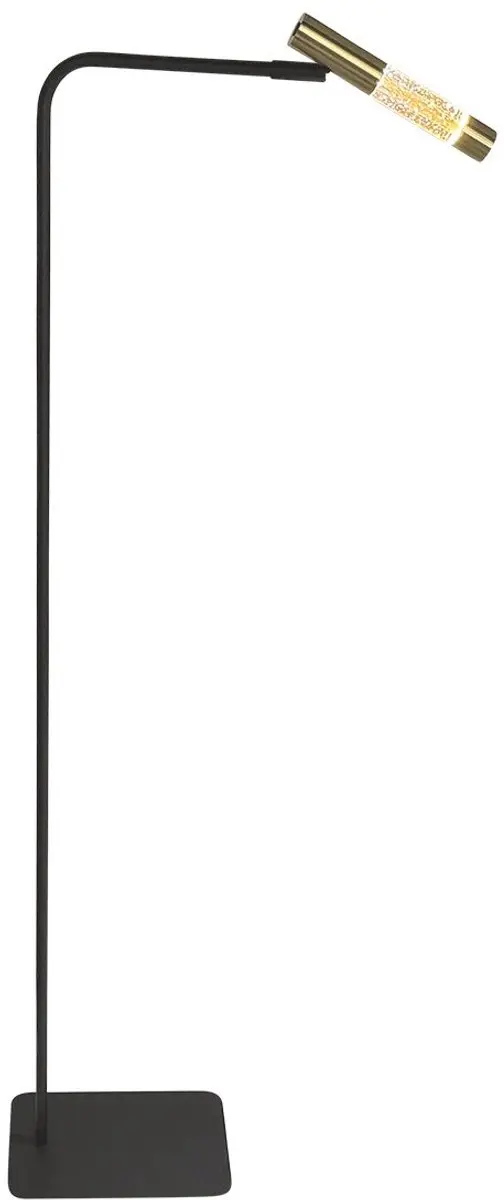 Vloerlamp Alisio 4595ME 1-lichts in messing en zwart met handgeblazen glas, hoog