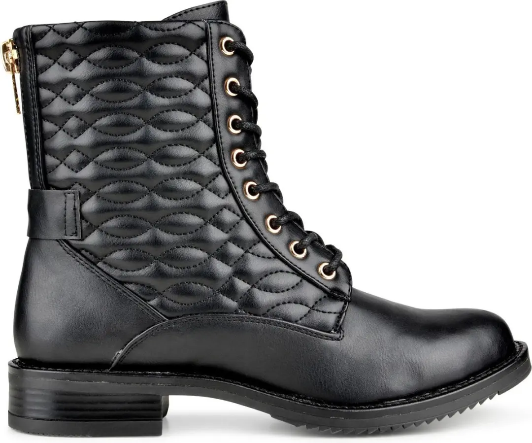 PS Poelman Faux PU Dames Imitatie Leer Veterlaarzen met Quilted en Padded Design