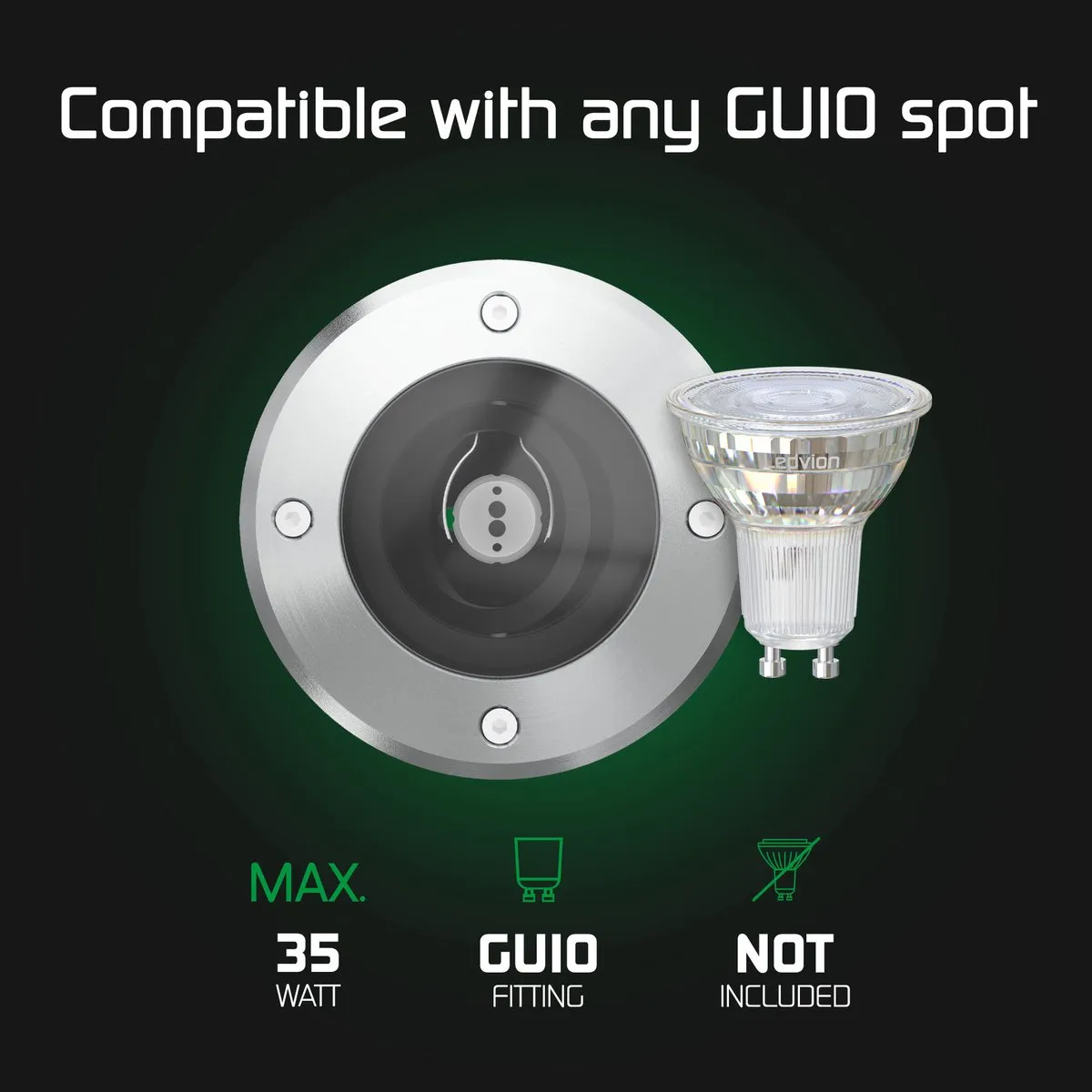 Ledvion 3x LED Grondspot GU10 RVS - 4,9W - IP67