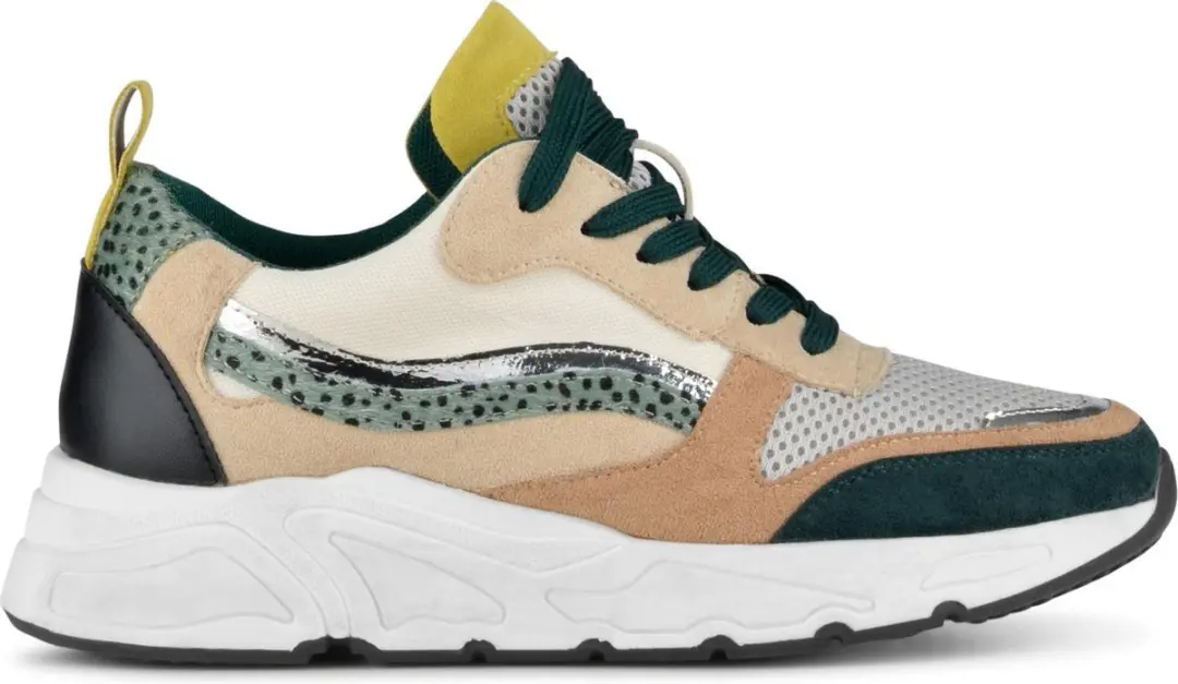 PS Poelman Carocel Dames Imitatie Leren Suède Runner Sneakers met Profielzool
