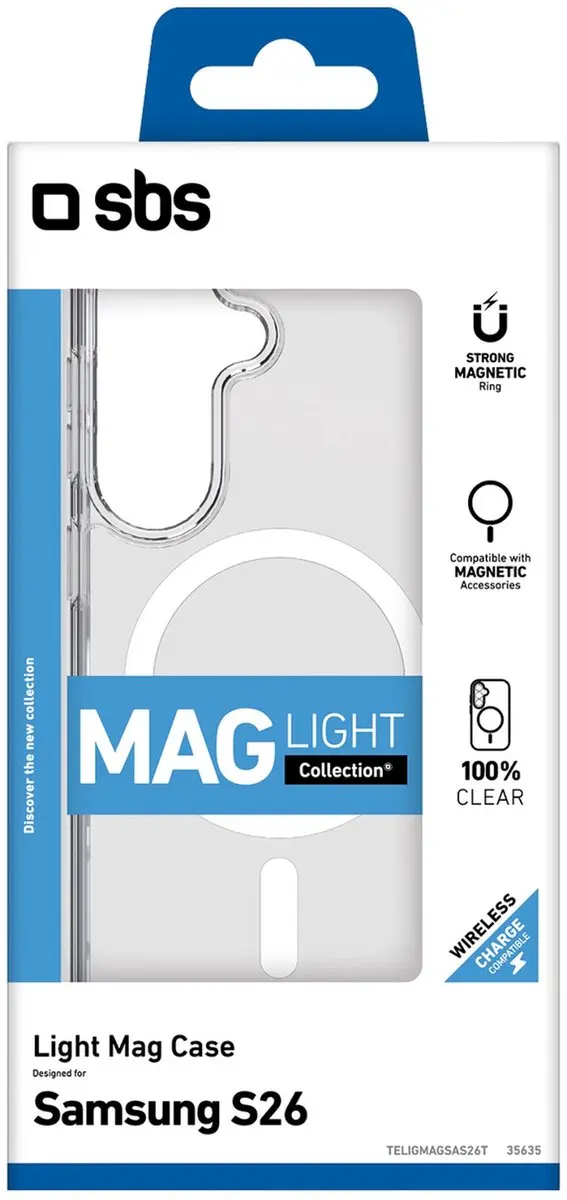 SBS Cover Light Mag Serie 1033774 Samsung Galaxy S26 Hoes - MagSafe - Transparant - afbeelding 2 van 2