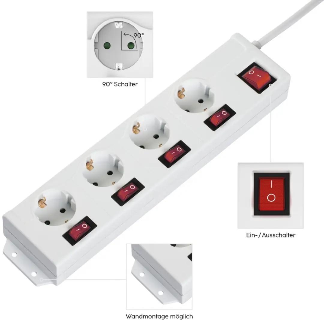 Hama Stekkerdoos 4-voudig 1,4m - Wit
