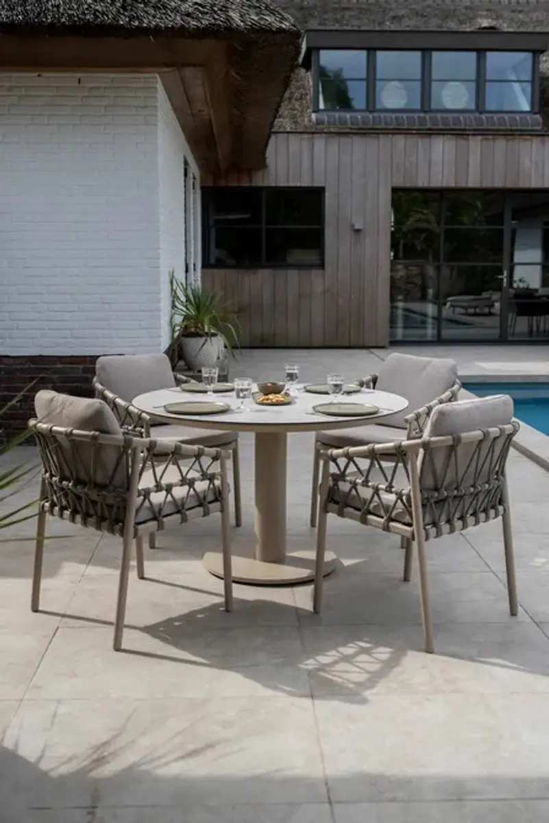 4 Seasons Outdoor Sarah Diningtafel Ø120cm - BeigeGrijs - afbeelding 2 van 3