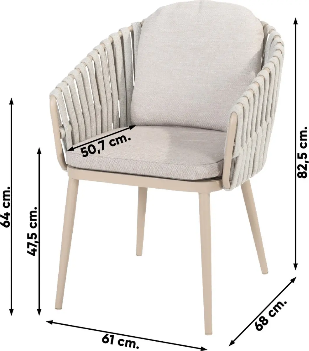 4 Seasons Outdoor Taste Eva Diningstoel - Taupe/Beige - afbeelding 5 van 6