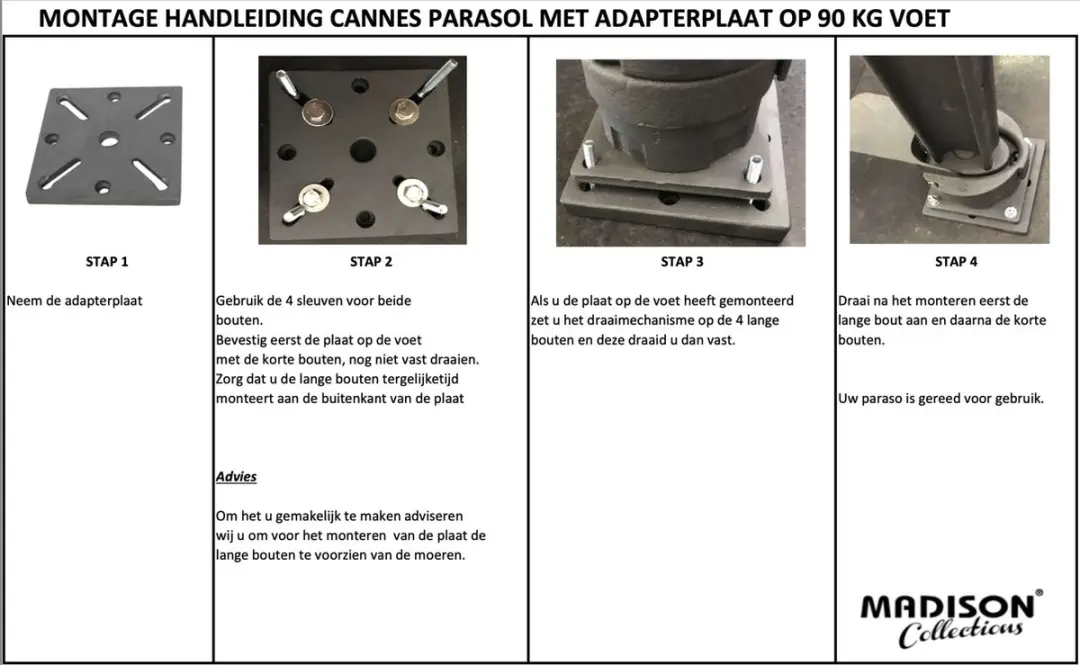 Madison Parasolvoet Graniet Wielen 90 kg - Zwart - afbeelding 6 van 6