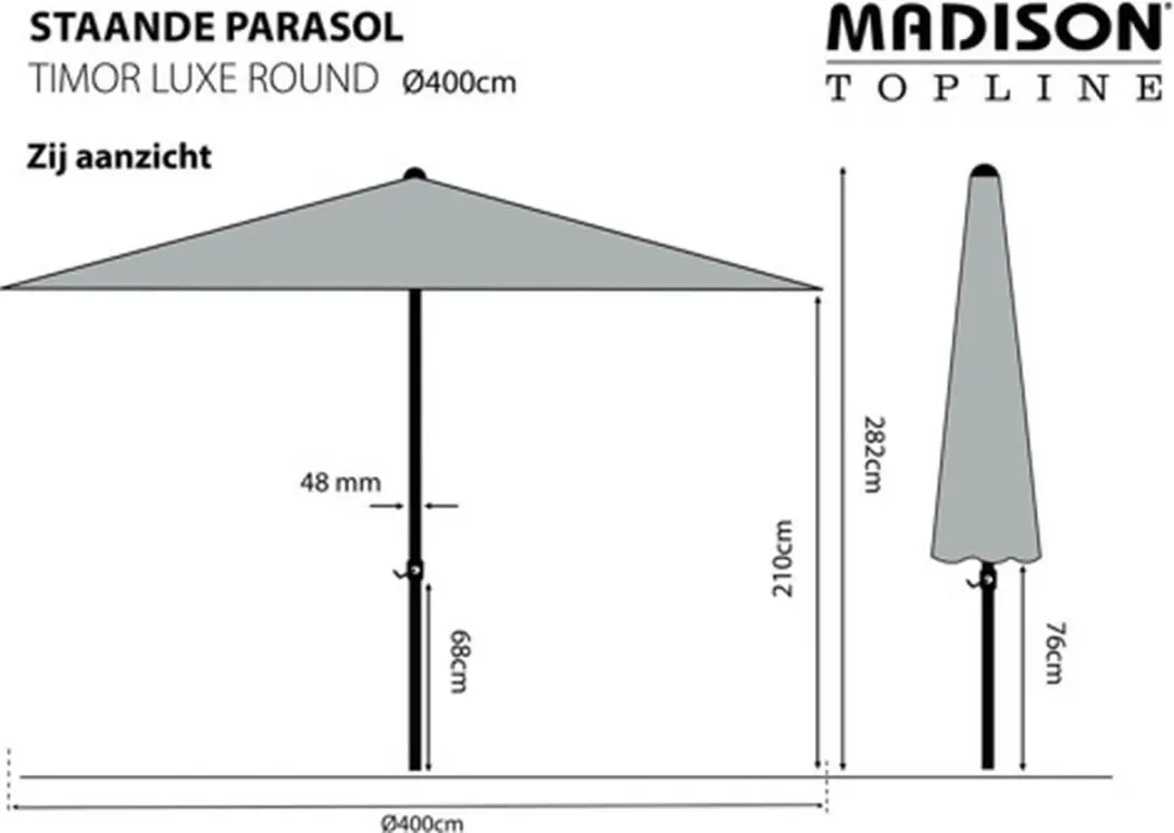 Madison Timor Parasol Rond 400cm - Taupe - afbeelding 6 van 6