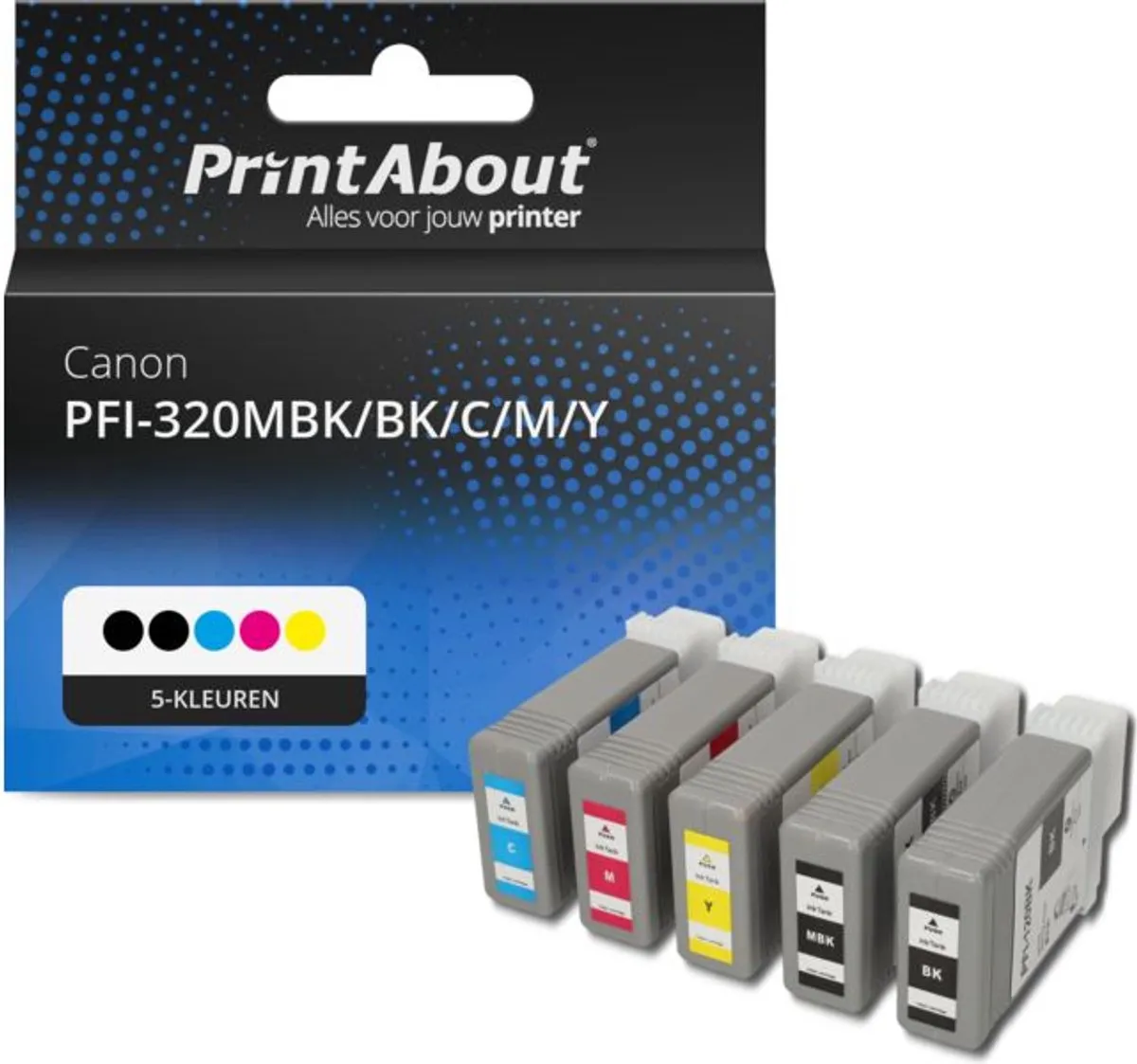 PrintAbout PFI-320MBK/BK/C/M/Y Inktcartridge 5-kleuren
