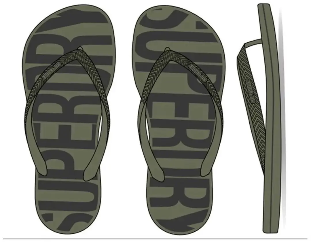 Superdry Vintage Vegan Slippers - Olive Khaki - EU 44-45