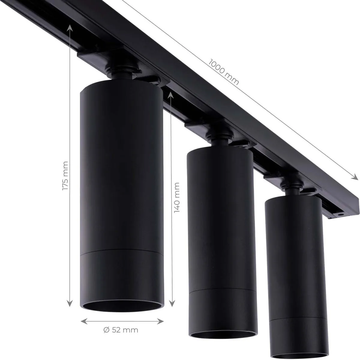 Ledvion LED Railverlichting 1M - 3 Spots 5W 2700K Zwart - Dimbaar - afbeelding 6 van 6