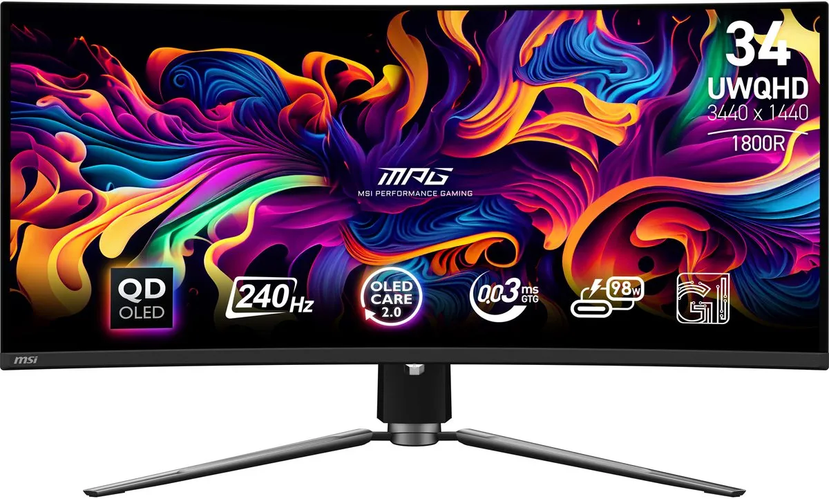 MSI MPG 341CQPX QD-OLED - UWQHD Ultrawide Gaming Monitor - 34 inch - 240hz - USB-C PD 98W