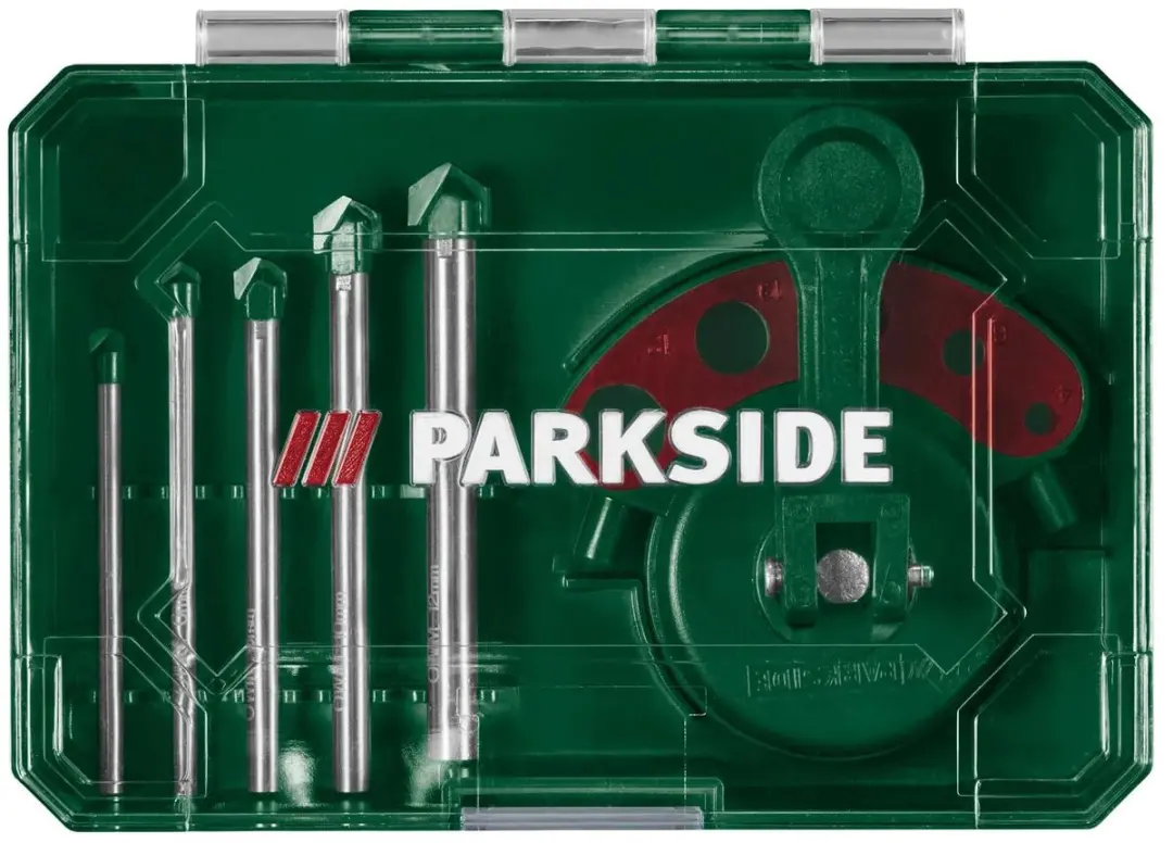 Parkside Tegelboren Ø5-12mm - 5-delig - Rood/Zilver/Groen - afbeelding 6 van 6