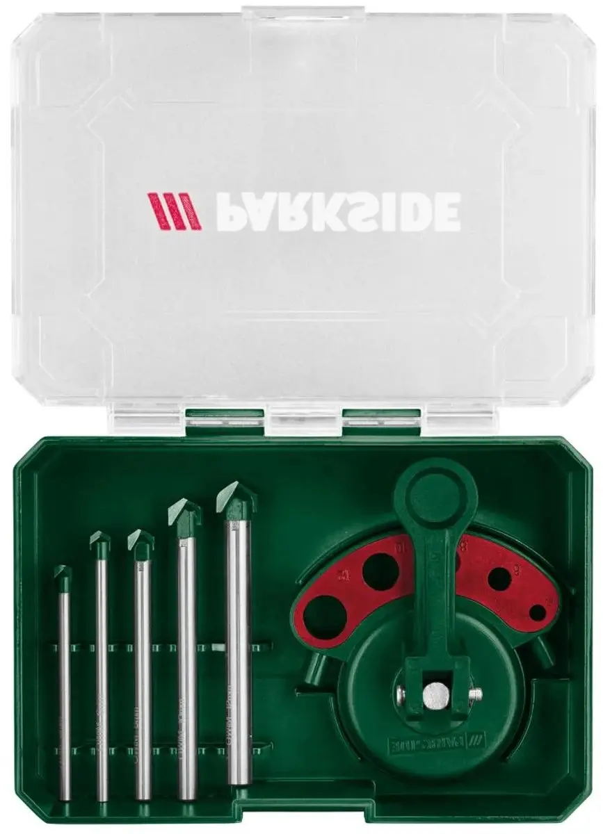 Parkside Tegelboren Ø5-12mm - 5-delig - Rood/Zilver/Groen