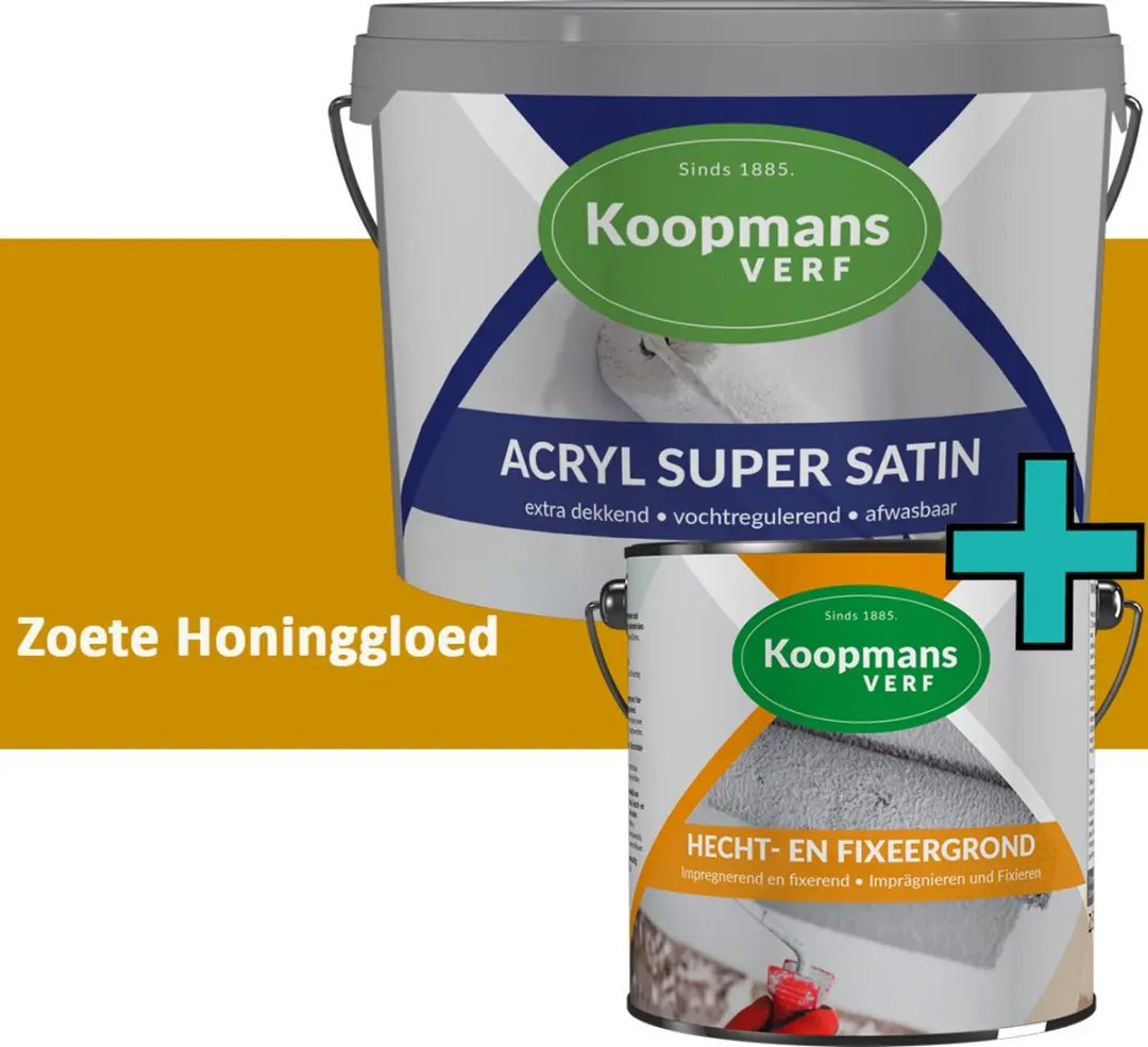 Koopmans Hecht- en Fixeergrond 2,5 l + Acryl Super Satin Muurverf