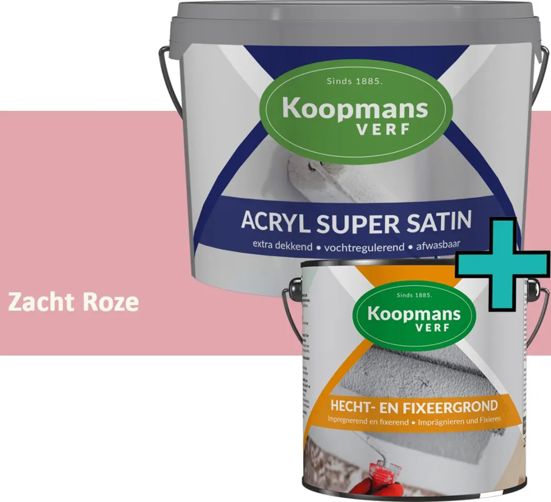Koopmans Hecht- en Fixeergrond 2,5 l + Acryl Super Satin Muurverf