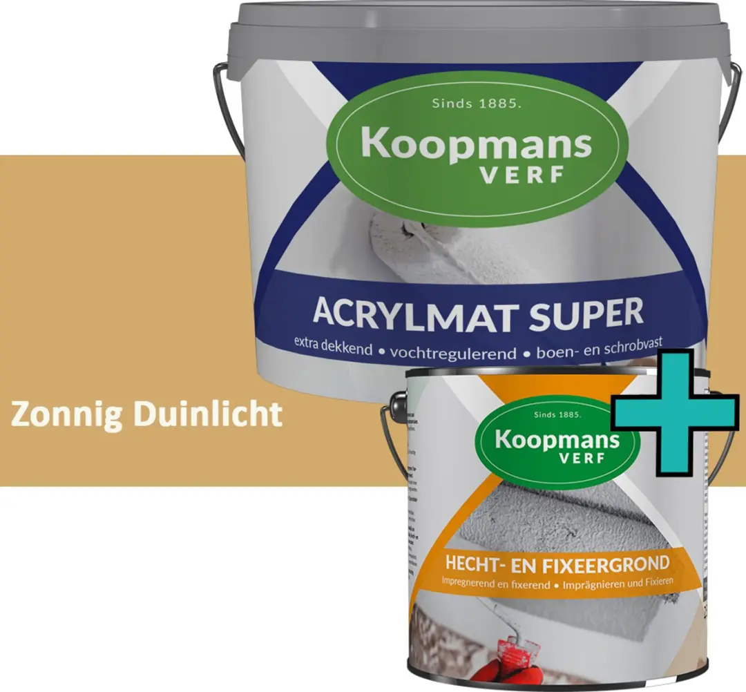 Koopmans Hecht- en Fixeergrond + Acrylmat Super Muurverf Set