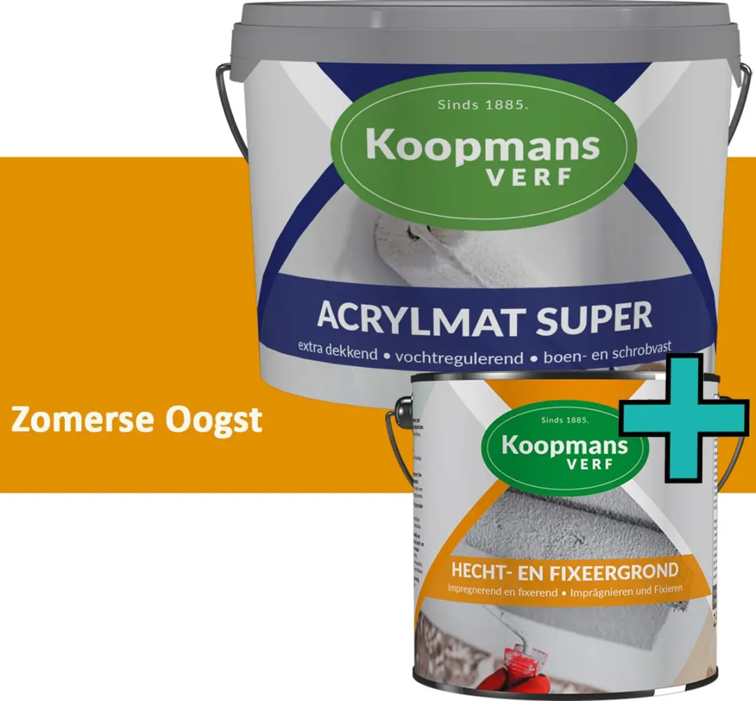 Koopmans Hecht- en Fixeergrond + Acrylmat Super Muurverf Set