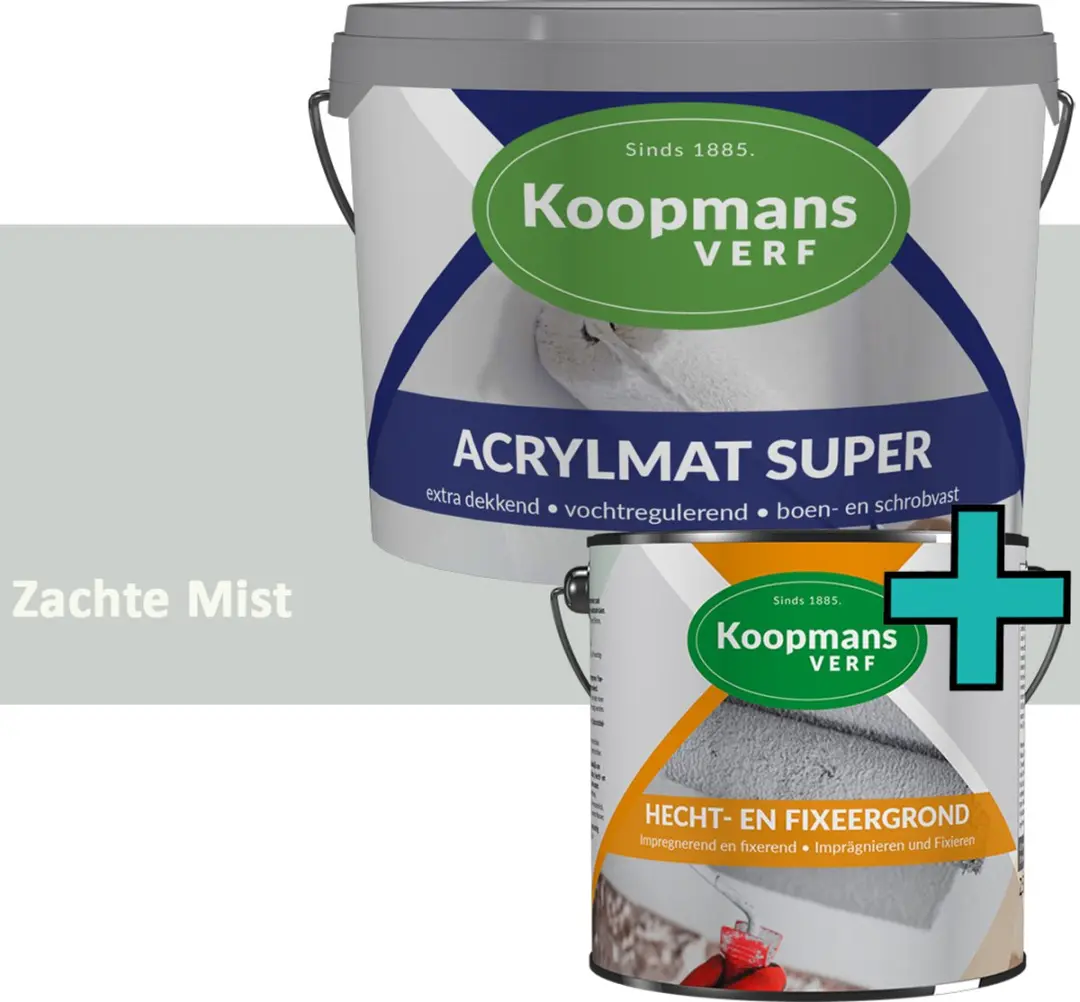 Koopmans Hecht- en Fixeergrond + Acrylmat Super Muurverf Set