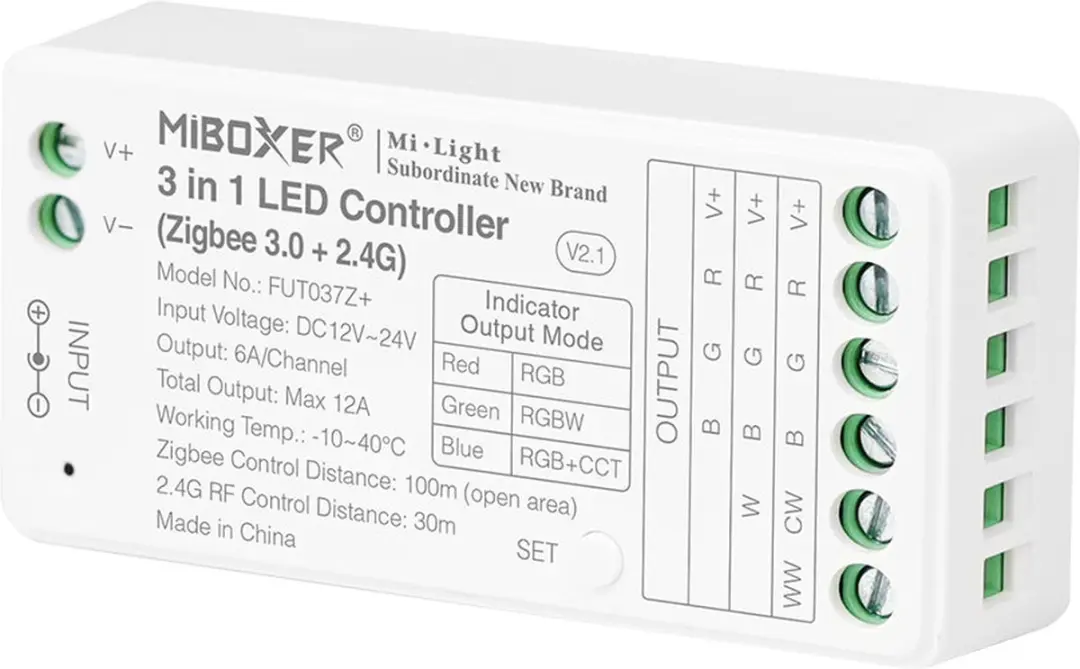 Mi-Light Mi-Boxer FUT037Z+ 3-in-1 LED Controller - RGB/RGBW/CCT - Zigbee 2.4GHz - Wit