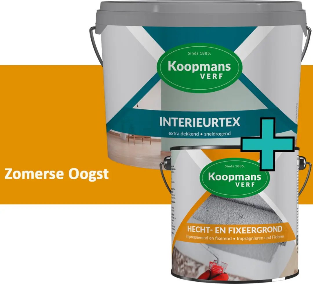 Koopmans Hecht- en Fixeergrond + Interieurtex Muurverf Set