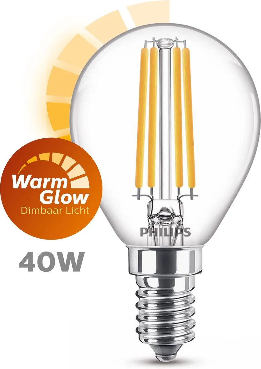 Philips LED Kogellamp Transparant 40W E14 - Warmwit