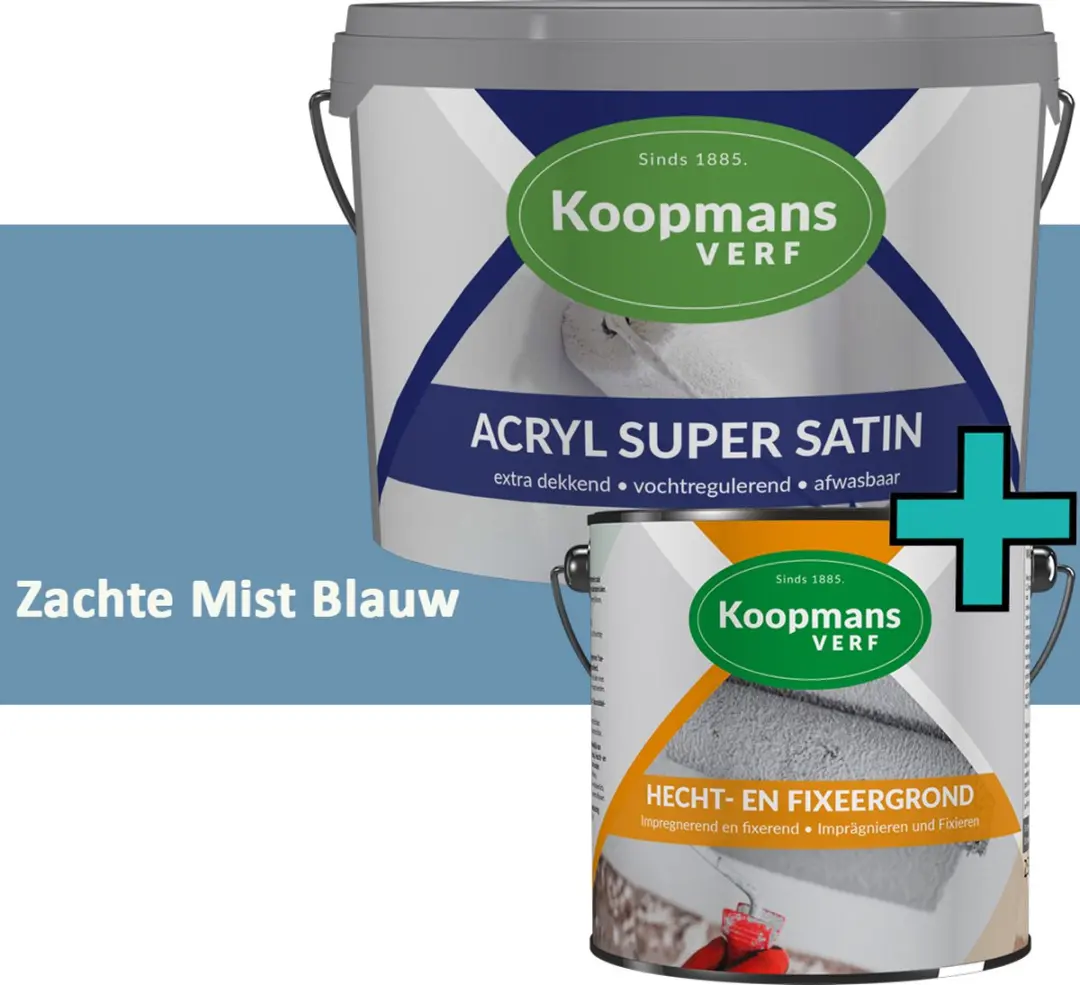 Koopmans Hecht- en Fixeergrond 2,5 l + Acryl Super Satin Muurverf